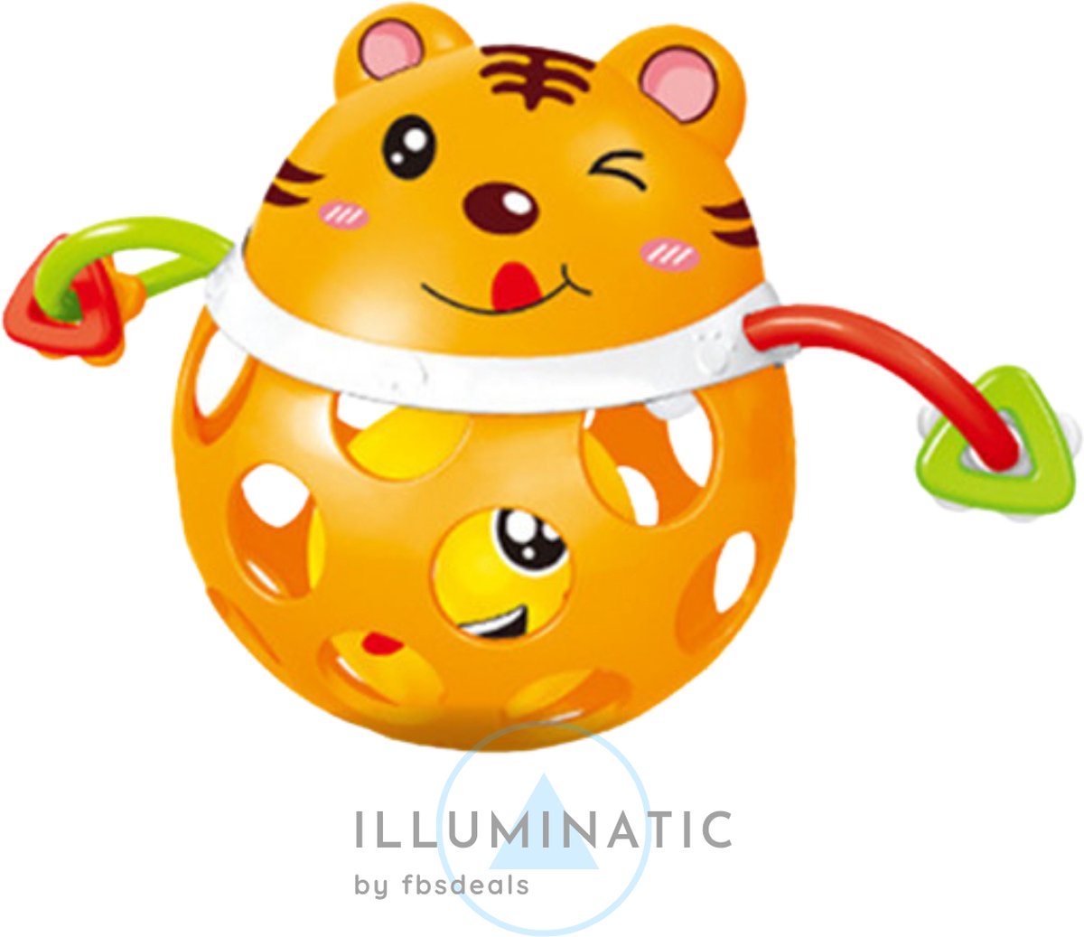 Baby Rammelaar - Oball - Baby Bal - Bal Rammelaar - Dieren Rammelaar - Speelgoed Rammelaar - Ontwikkeling en Educatief Speelgoed - Speelgoed 3 jaar - Dieren Speelgoed Kinderen | Illuminatic® | Oranje